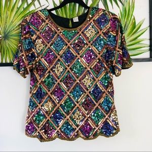 Vintage multicolored sequin blouse